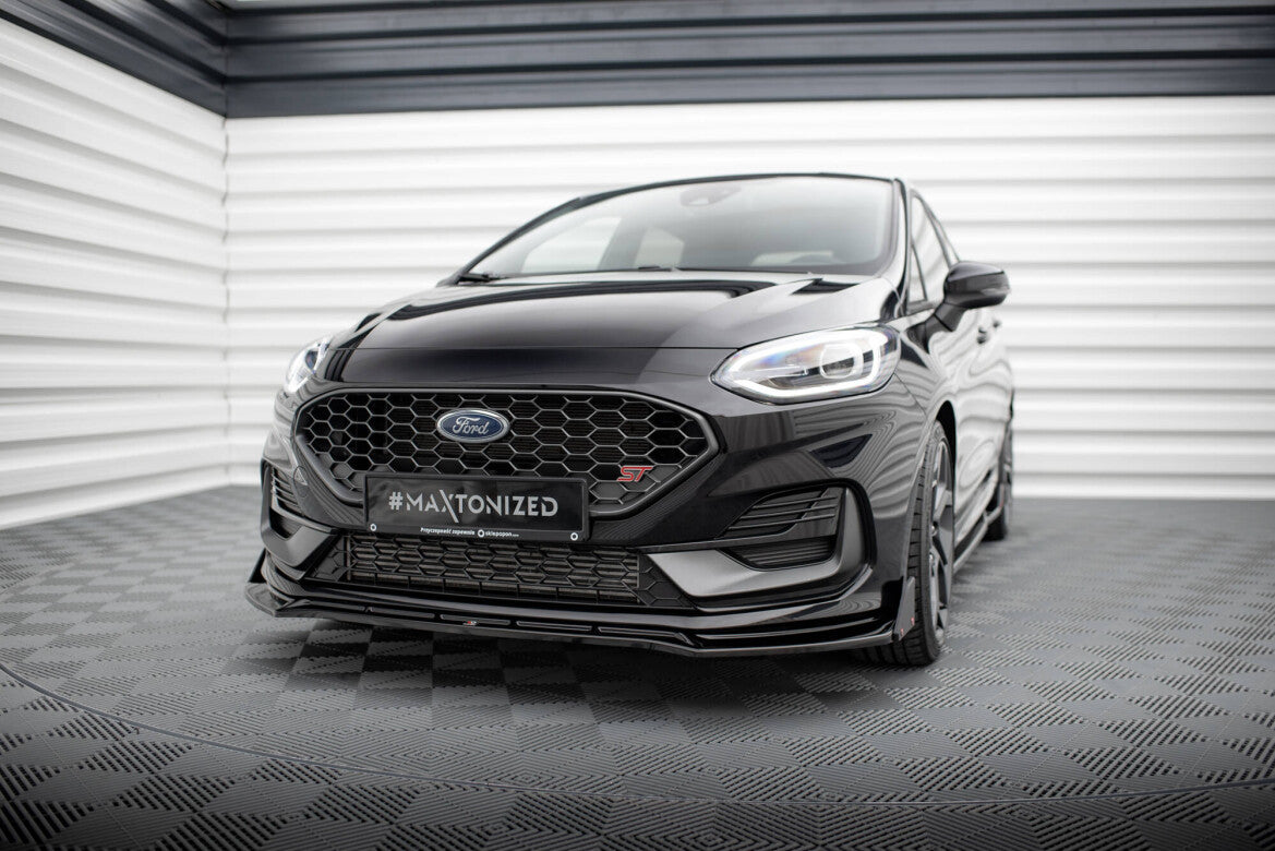 Frontlippe V.4 passend für Ford Fiesta ST / ST-line Mk8 FL schwarz Hochglanz + Flaps matt