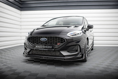 Frontlippe V.4 passend für Ford Fiesta ST / ST-line Mk8 FL schwarz Hochglanz + Flaps matt