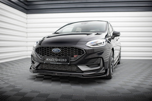 Frontlippe V.4 passend für Ford Fiesta ST / ST-line Mk8 FL schwarz Hochglanz + Flaps matt
