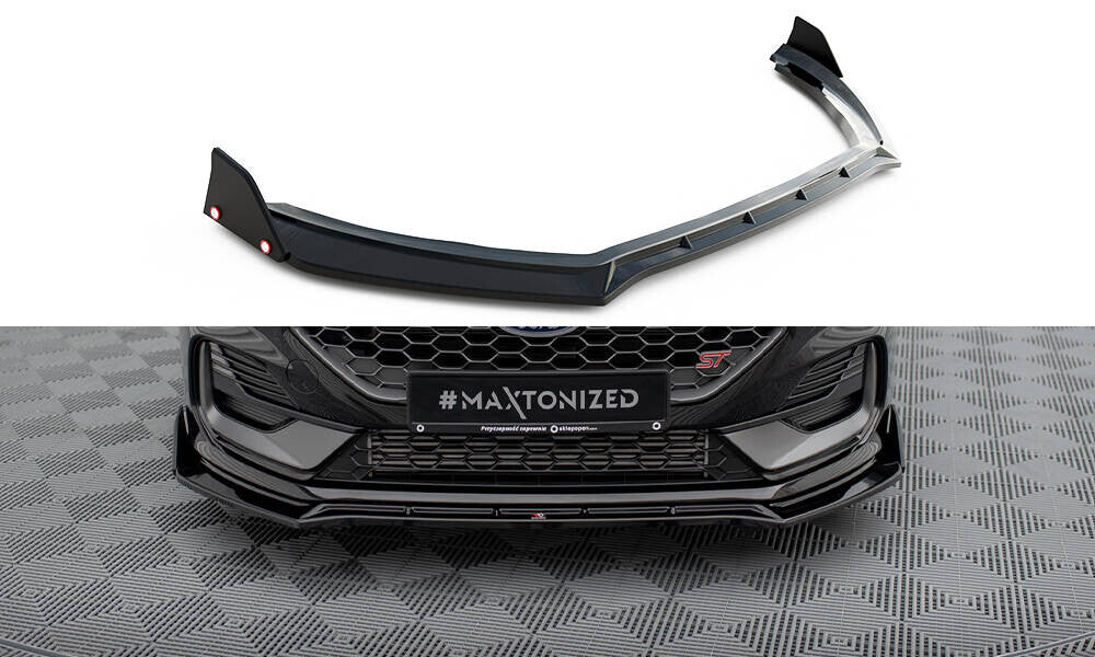 Frontlippe V.4 passend für Ford Fiesta ST / ST-line Mk8 FL schwarz Hochglanz + Flaps matt