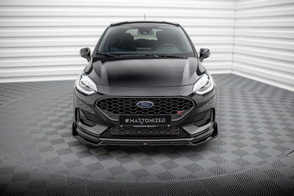Frontlippe V.4 passend für Ford Fiesta ST / ST-line Mk8 FL schwarz Hochglanz + Flaps matt