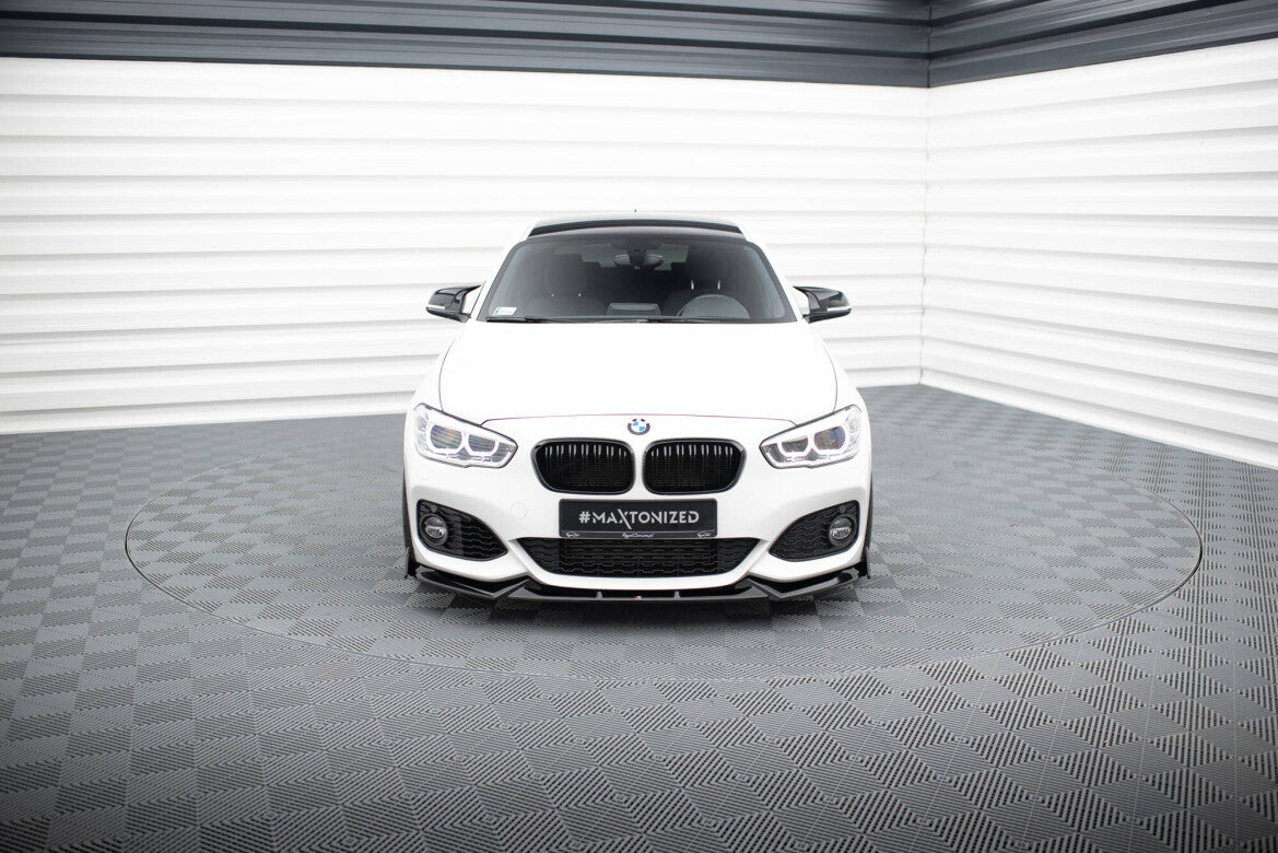 Frontlippe V.5 passend für BMW 1er M-Paket / M140i F20 FL schwarz Hochglanz + Flaps matt