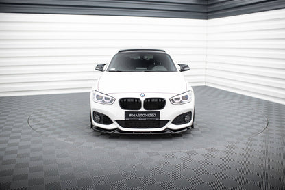 Frontlippe V.5 passend für BMW 1er M-Paket / M140i F20 FL schwarz Hochglanz + Flaps matt