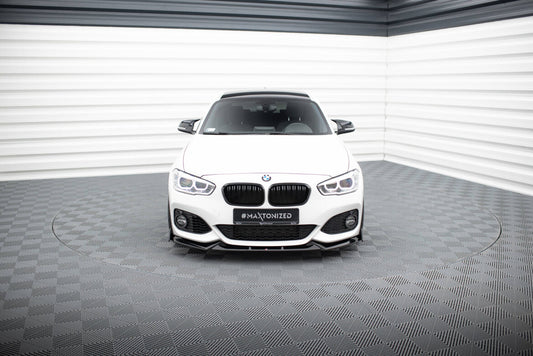 Frontlippe V.5 passend für BMW 1er M-Paket / M140i F20 FL schwarz Hochglanz + Flaps matt
