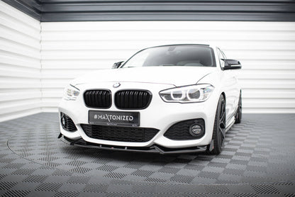 Frontlippe V.5 passend für BMW 1er M-Paket / M140i F20 FL schwarz Hochglanz + Flaps matt