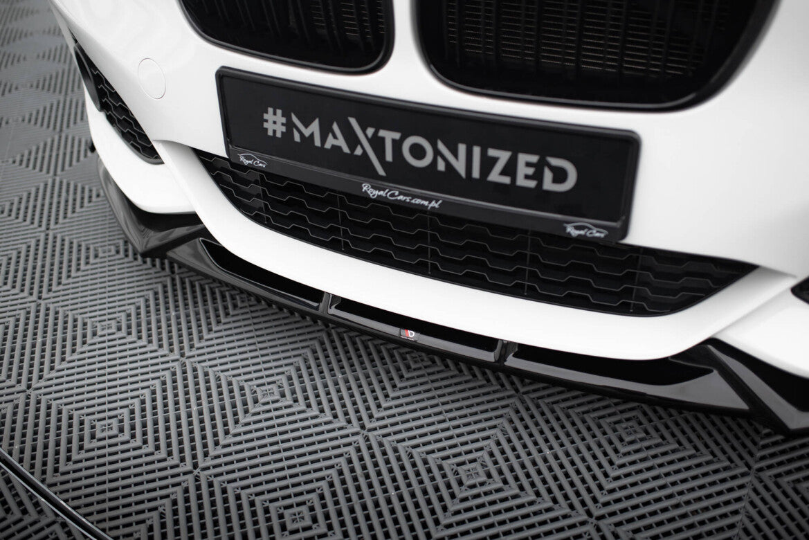Frontlippe V.5 passend für BMW 1er M-Paket / M140i F20 FL schwarz Hochglanz + Flaps matt