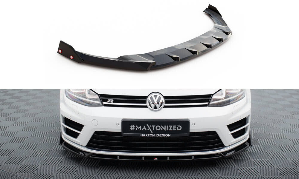 Frontlippe V.5 passend für VW Golf R / R-Line Mk7 schwarz Hochglanz + Flaps matt