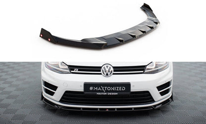 Frontlippe V.5 passend für VW Golf R / R-Line Mk7 schwarz Hochglanz + Flaps matt