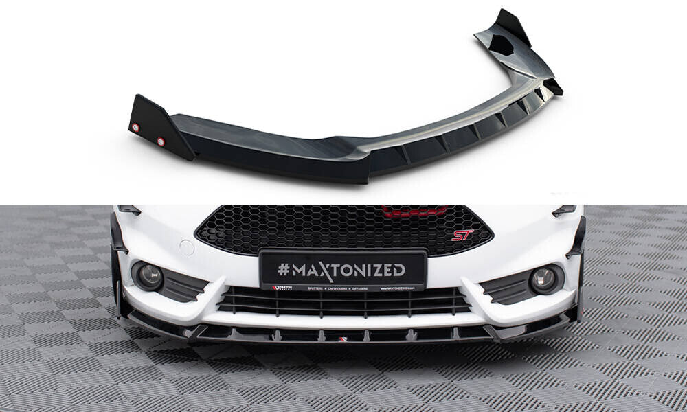Frontlippe V.6 passend für Ford Fiesta ST Mk7 FL schwarz Hochglanz + Flaps matt