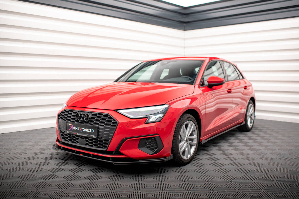 Frontlippen Flaps passend für Audi A3 8Y schwarz Hochglanz