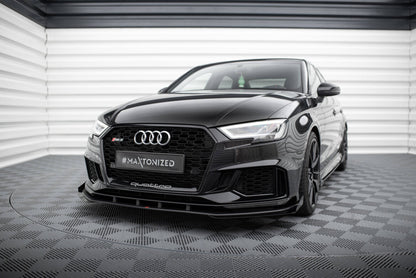 Frontlippen Flaps passend für Audi RS3 Limousine 8V FL schwarz Hochglanz