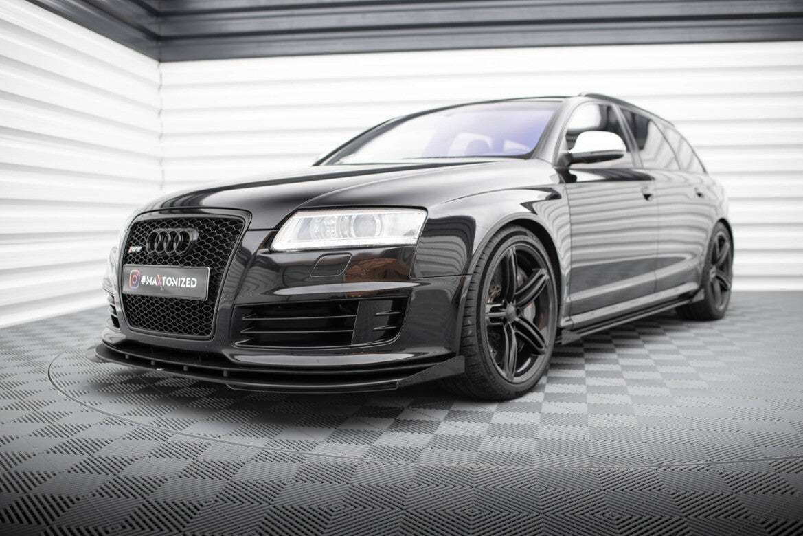 Frontlippen Flaps passend für Audi RS6 Avant C6 schwarz Hochglanz