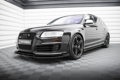 Frontlippen Flaps passend für Audi RS6 Avant C6 schwarz Hochglanz