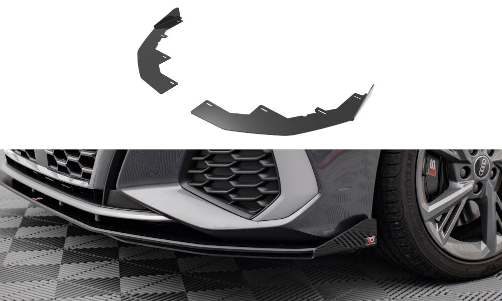 Frontlippen Flaps passend für Audi S3/A3 S-Line 8Y schwarz Hochglanz