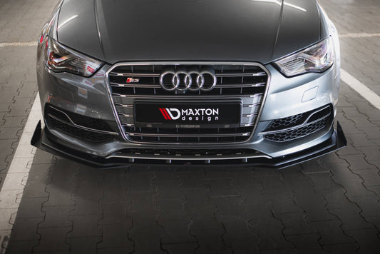 Frontlippen Flaps passend für Audi S3 / A3 S-Line Limousine 8V schwarz Hochglanz