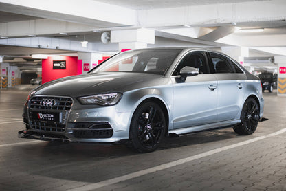 Frontlippen Flaps passend für Audi S3 / A3 S-Line Limousine 8V schwarz Hochglanz