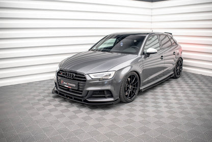 Frontlippen Flaps passend für Audi S3 / A3 S-Line Sportback 8V FL schwarz Hochglanz
