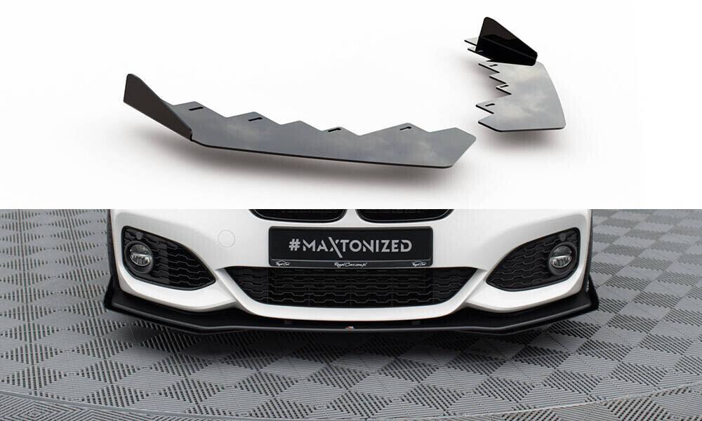 Frontlippen Flaps passend für BMW 1er F20 M-Paket FL / M140i schwarz Hochglanz