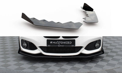 Frontlippen Flaps passend für BMW 1er F20 M-Paket FL / M140i schwarz Hochglanz