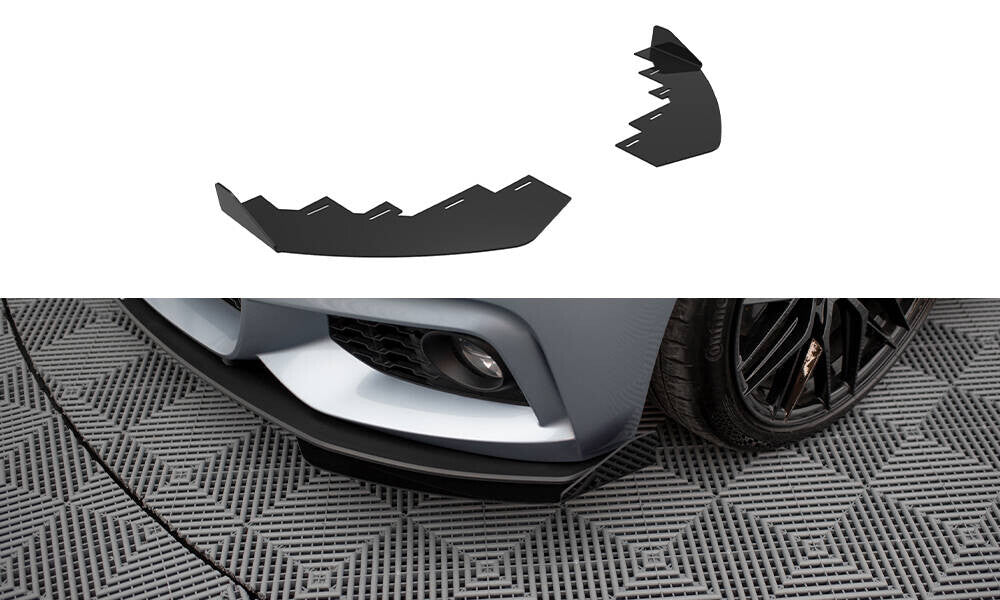 Frontlippen Flaps passend für BMW 4er Coupe / Gran Coupe / Cabrio M-Paket F32 / F36 / F33 schwarz Hochglanz