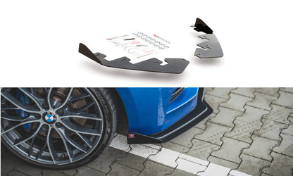 Frontlippen Flaps passend für BMW M135i F20 schwarz Hochglanz