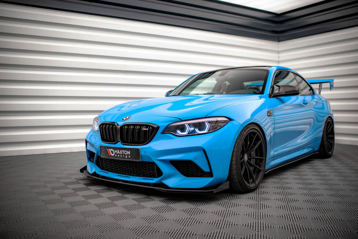 Frontlippen Flaps passend für BMW M2 Competition F87 schwarz Hochglanz