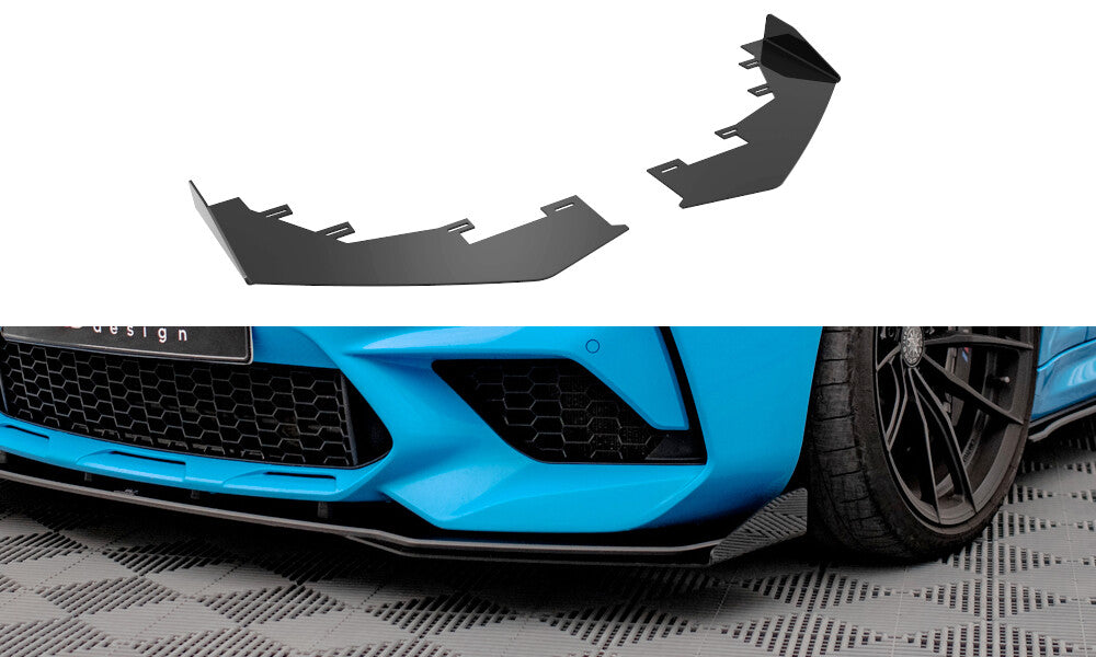 Frontlippen Flaps passend für BMW M2 Competition F87 schwarz Hochglanz
