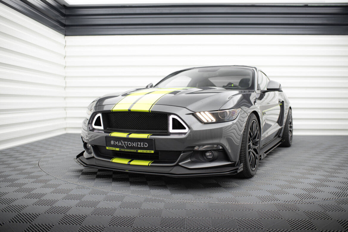 Frontlippen Flaps passend für Ford Mustang GT Mk6 schwarz Hochglanz