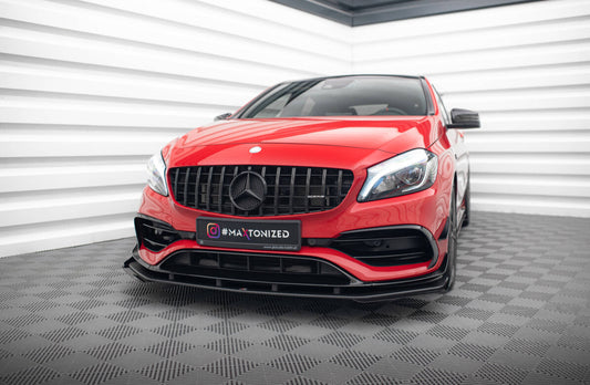Frontlippen Flaps passend für Mercedes A 45 AMG W176 FL schwarz Hochglanz