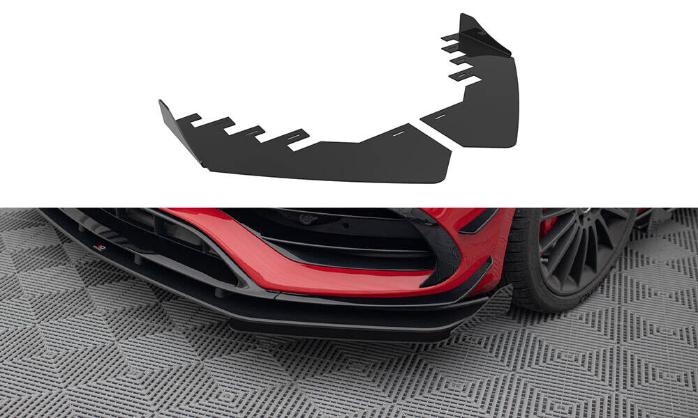 Frontlippen Flaps passend für Mercedes A 45 AMG W176 FL schwarz Hochglanz