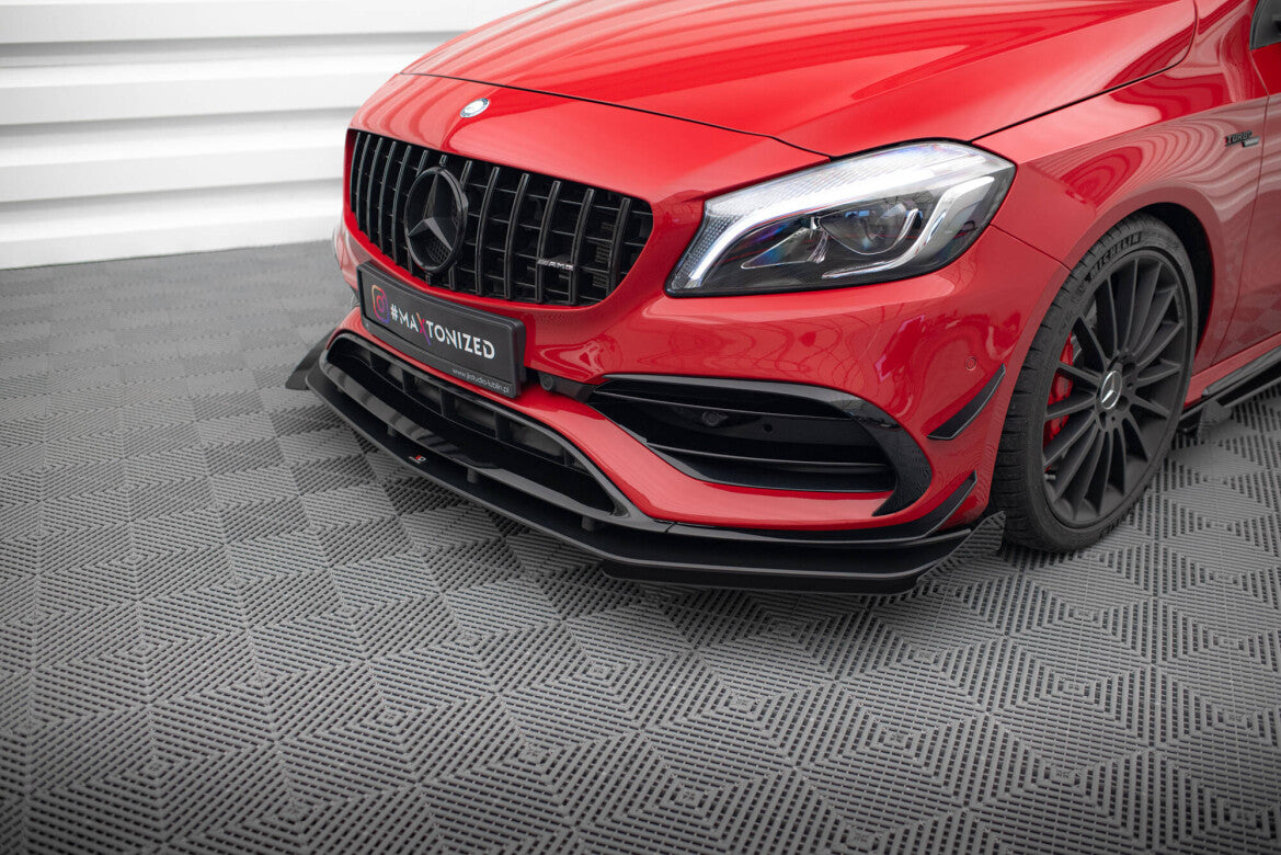 Frontlippen Flaps passend für Mercedes A 45 AMG W176 FL schwarz Hochglanz