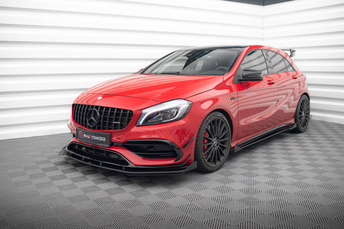 Frontlippen Flaps passend für Mercedes A 45 AMG W176 FL schwarz Hochglanz