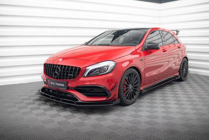Frontlippen Flaps passend für Mercedes A 45 AMG W176 FL schwarz Hochglanz