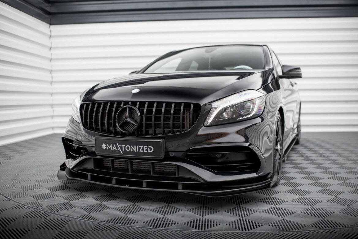 Frontlippen Flaps passend für Mercedes A AMG-Line W176 FL schwarz Hochglanz