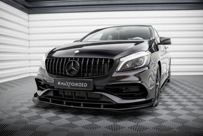 Frontlippen Flaps passend für Mercedes A AMG-Line W176 FL schwarz Hochglanz