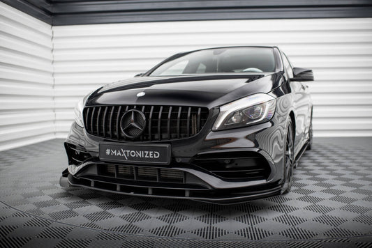 Frontlippen Flaps passend für Mercedes A AMG-Line W176 FL schwarz Hochglanz
