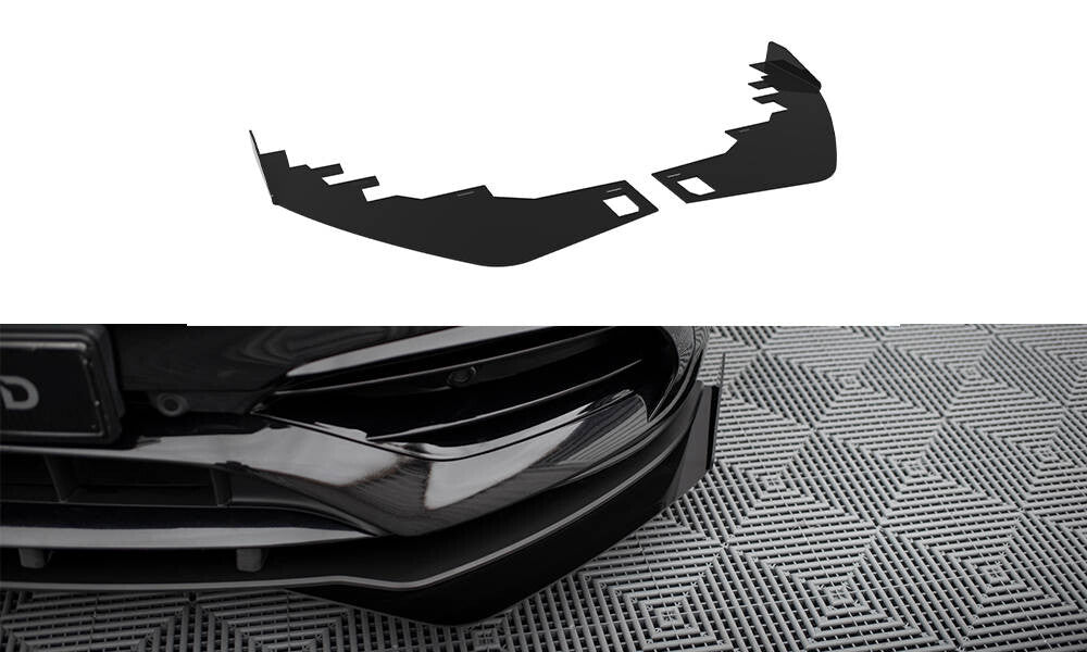 Frontlippen Flaps passend für Mercedes A AMG-Line W176 FL schwarz Hochglanz