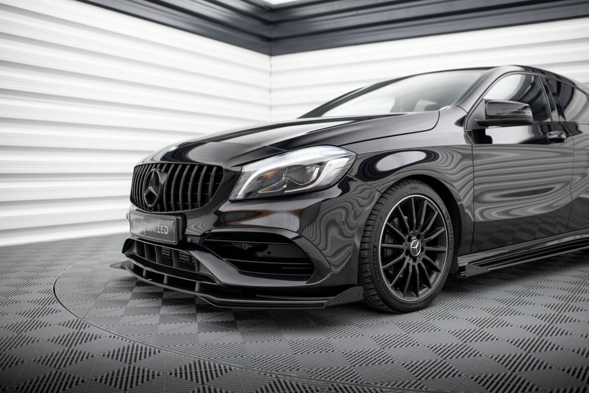 Frontlippen Flaps passend für Mercedes A AMG-Line W176 FL schwarz Hochglanz