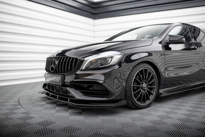 Frontlippen Flaps passend für Mercedes A AMG-Line W176 FL schwarz Hochglanz