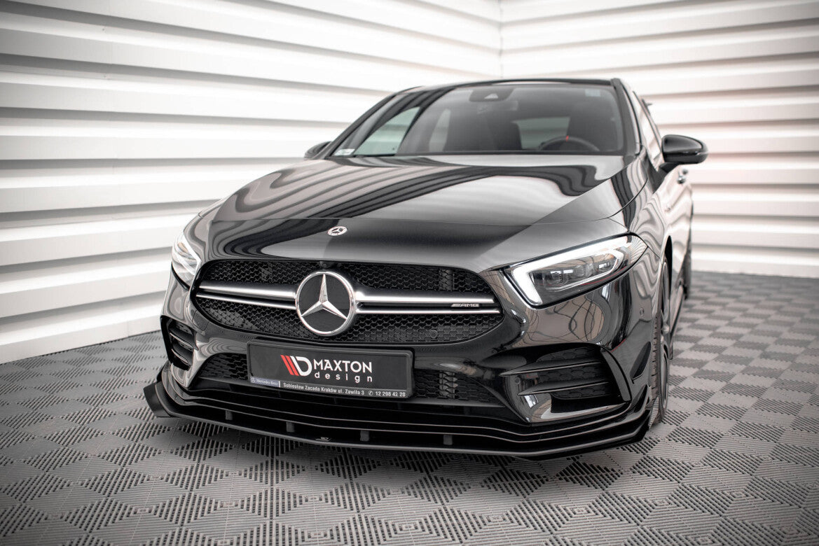 Frontlippen Flaps passend für Mercedes A35 AMG / AMG-Line Aero Pack W177 schwarz Hochglanz