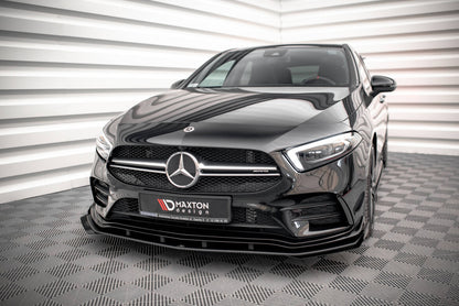 Frontlippen Flaps passend für Mercedes A35 AMG / AMG-Line Aero Pack W177 schwarz Hochglanz
