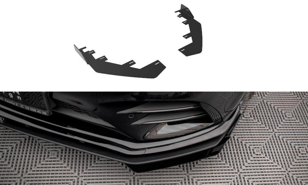Frontlippen Flaps passend für Mercedes A35 AMG / AMG-Line Aero Pack W177 schwarz Hochglanz