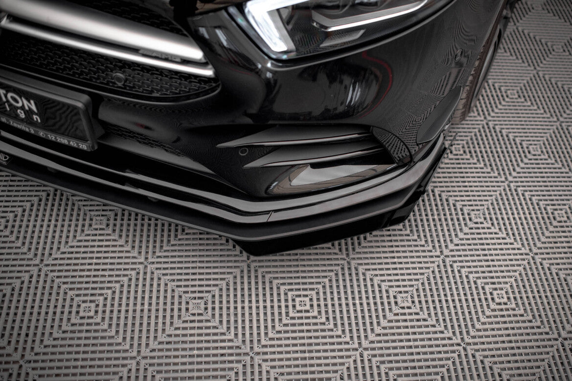 Frontlippen Flaps passend für Mercedes A35 AMG / AMG-Line Aero Pack W177 schwarz Hochglanz