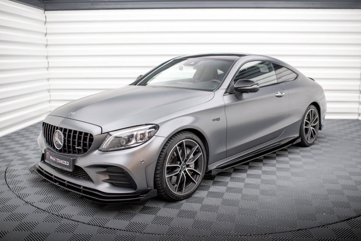 Frontlippen Flaps passend für Mercedes-AMG C43 Coupe / Cabrio C205 FL / A205 FL schwarz Hochglanz