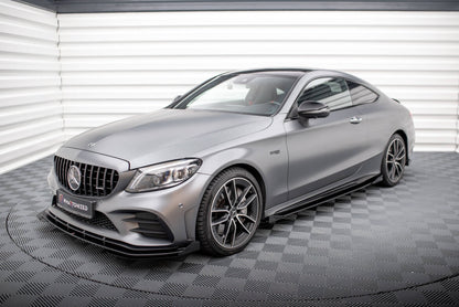 Frontlippen Flaps passend für Mercedes-AMG C43 Coupe / Cabrio C205 FL / A205 FL schwarz Hochglanz