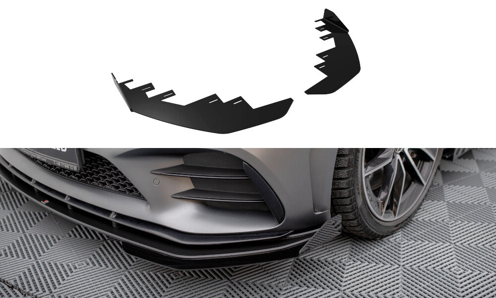 Frontlippen Flaps passend für Mercedes-AMG C43 Coupe / Cabrio C205 FL / A205 FL schwarz Hochglanz