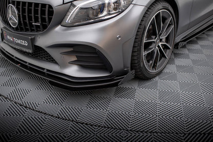 Frontlippen Flaps passend für Mercedes-AMG C43 Coupe / Cabrio C205 FL / A205 FL schwarz Hochglanz