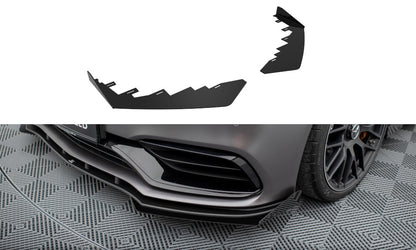 Frontlippen Flaps passend für Mercedes-AMG C63 Limousine / Kombi W205 FL schwarz Hochglanz