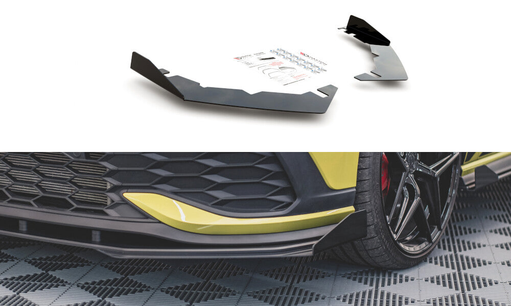 Frontlippen Flaps passend für VW Golf GTI Clubsport Mk8 schwarz Hochglanz