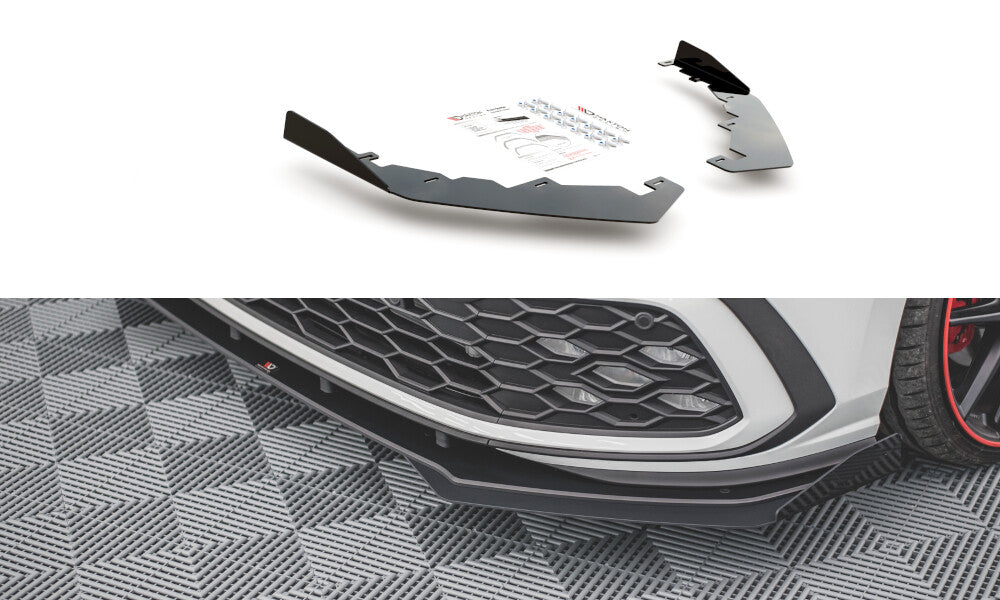 Frontlippen Flaps passend für VW Golf GTI / GTE / GTD / R-Line Mk8 schwarz Hochglanz